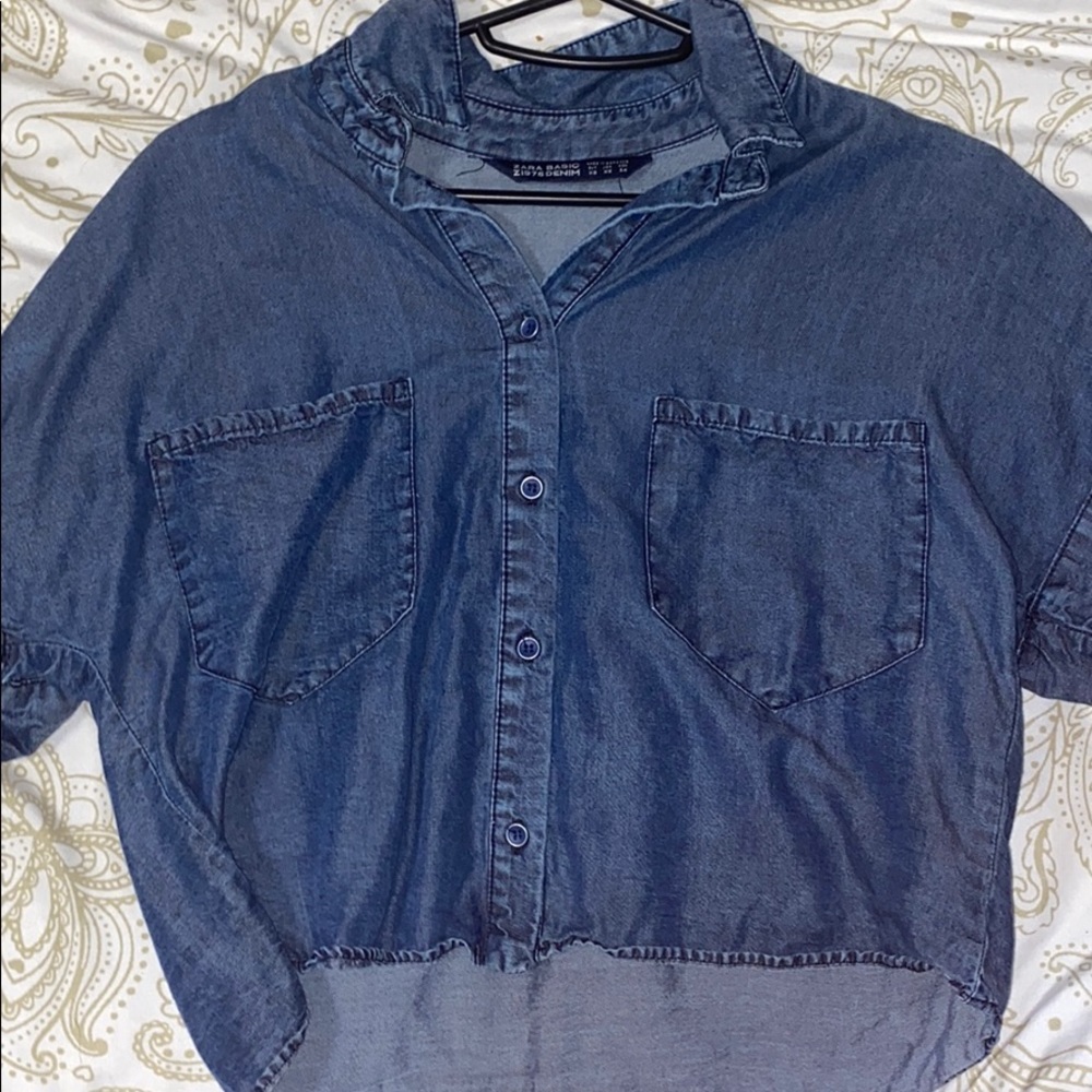 Cropped denim shirt